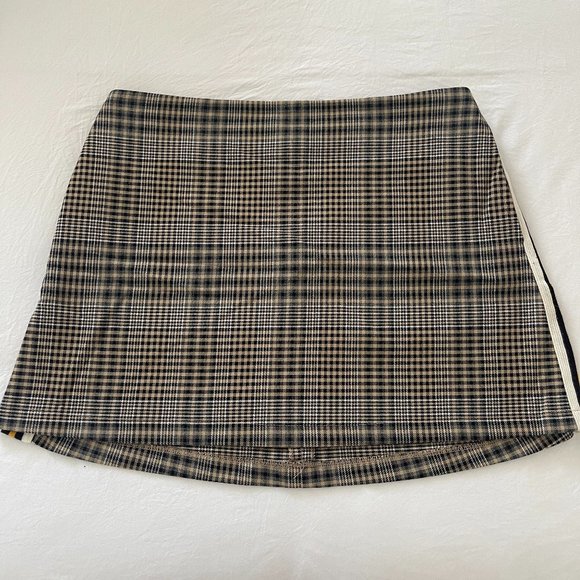 Urban Outfitters Plaid Side Stripe Racing Mini Skirt - Picture 1 of 4